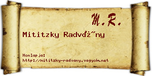 Mititzky Radvány névjegykártya
